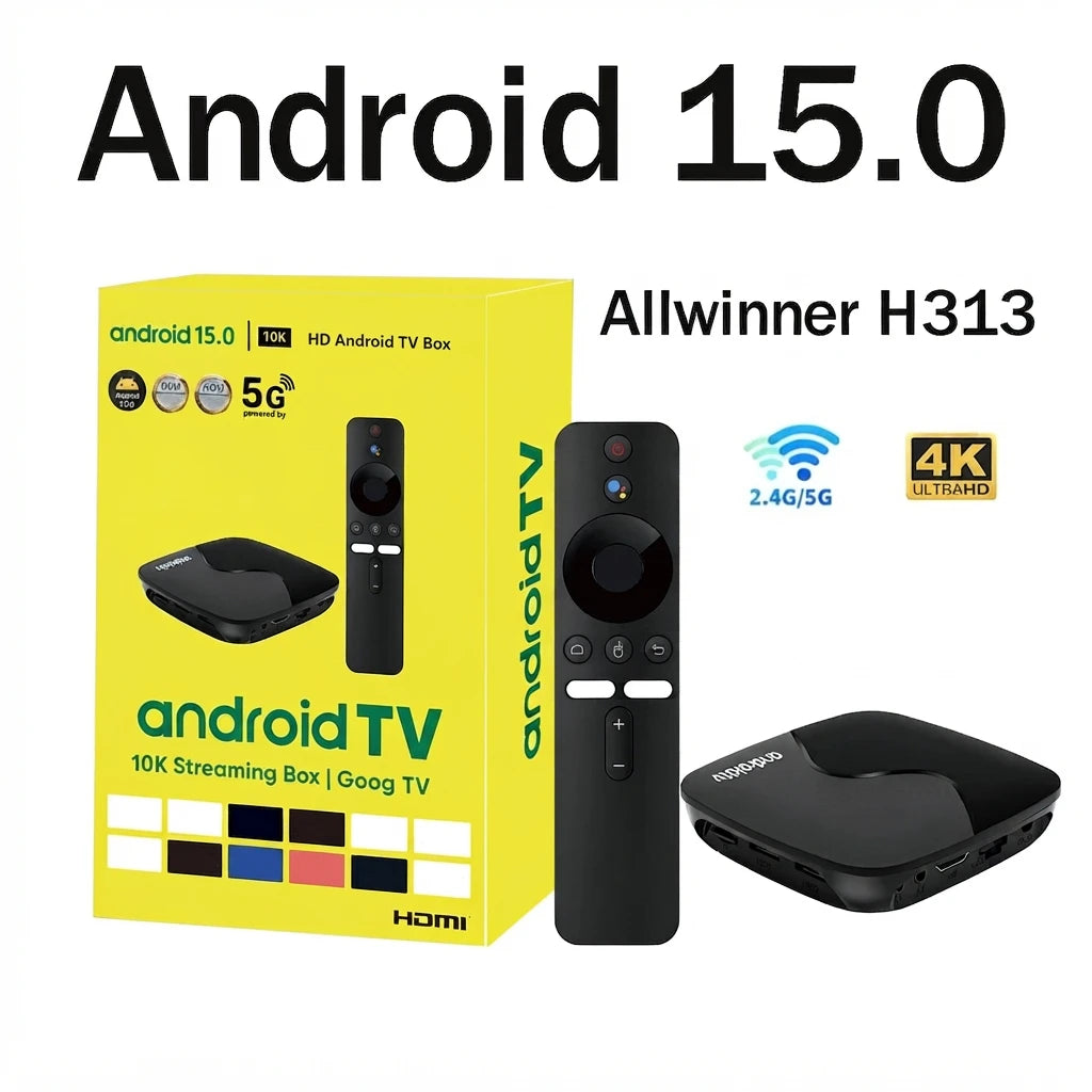 Boîtier TV Android Z6 mini avec télécommande vocale Google Assistant