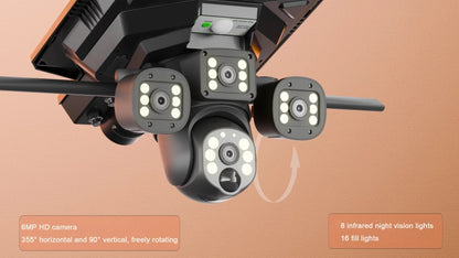 Lampadaire solaire LED avec caméra de surveillance IA 2-en-1, 450W