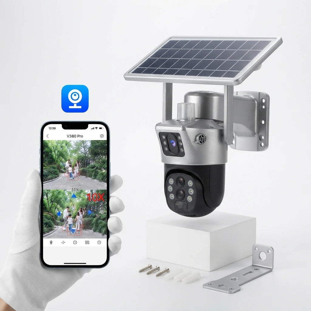 Caméra de Surveillance Solaire PTZ WiFi – Zoom 10X