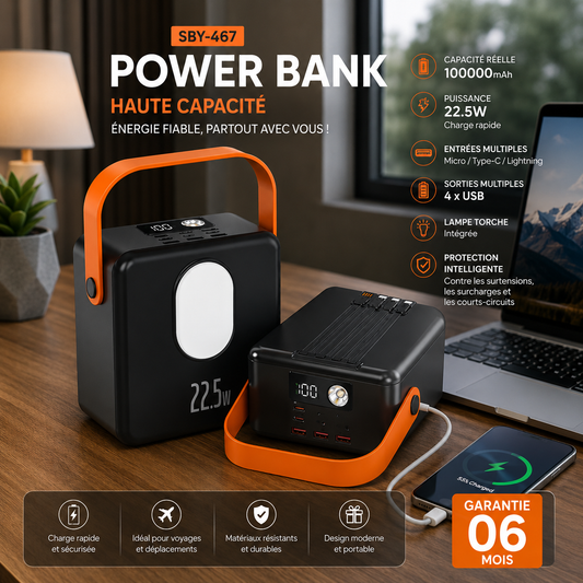 Power bank haute capacité 100 000 mAh SENMBEYER SBY-467