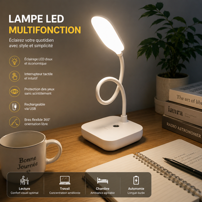Lampe de bureau LED flexible rechargeable USB