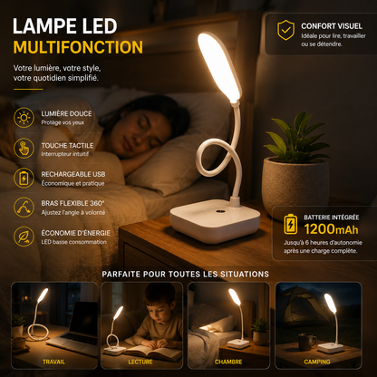 Lampe de bureau LED flexible rechargeable USB