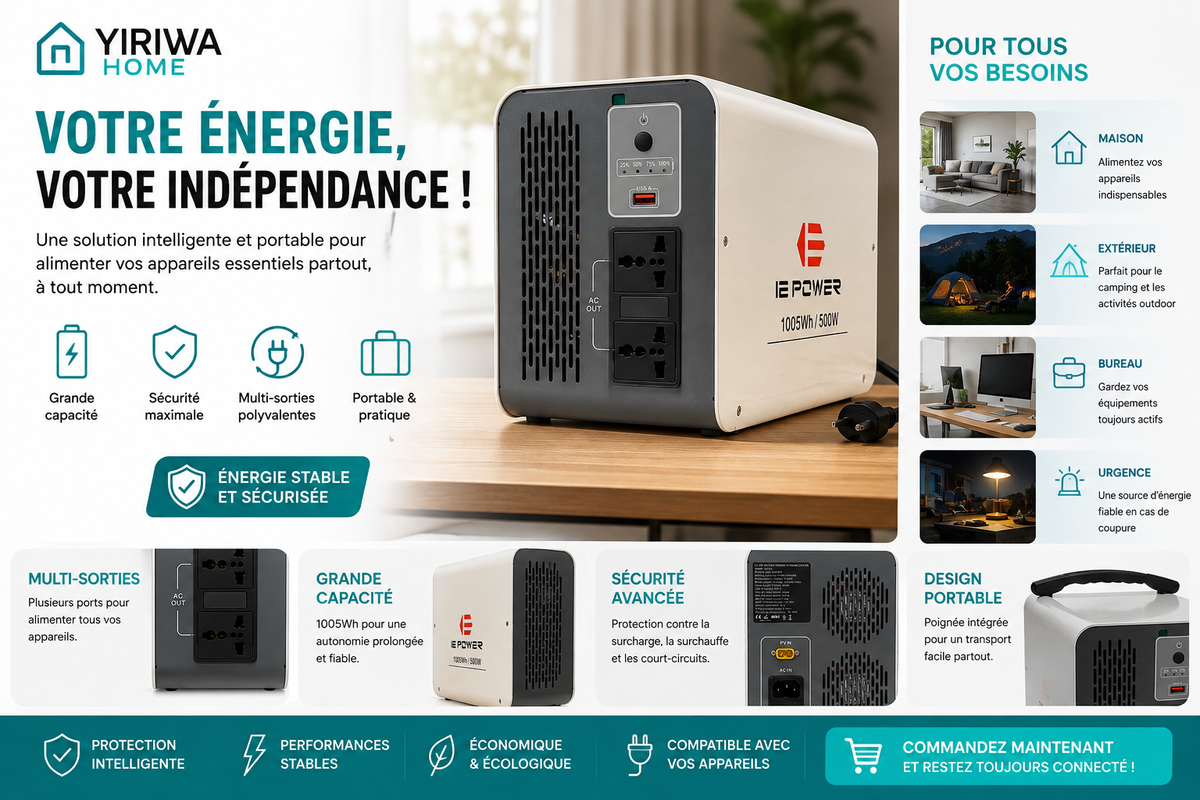 Station d'énergie portable IE Power 1005Wh