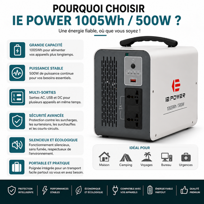 Station d'énergie portable IE Power 1005Wh