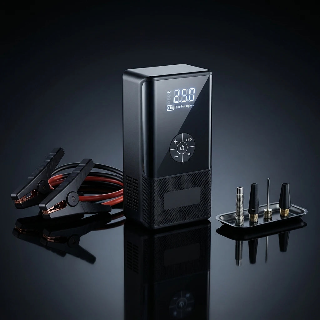 Démarreur de batterie d'urgence multifonction JCAMM avec câbles et pinces