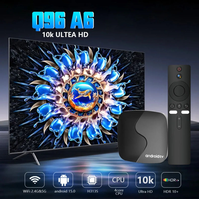 Boîtier TV Android Z6 mini avec télécommande vocale Google Assistant